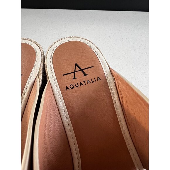 AQUATALIA MARINA beige leather wedge slide sandals size 7 NEW - Picture 4 of 9